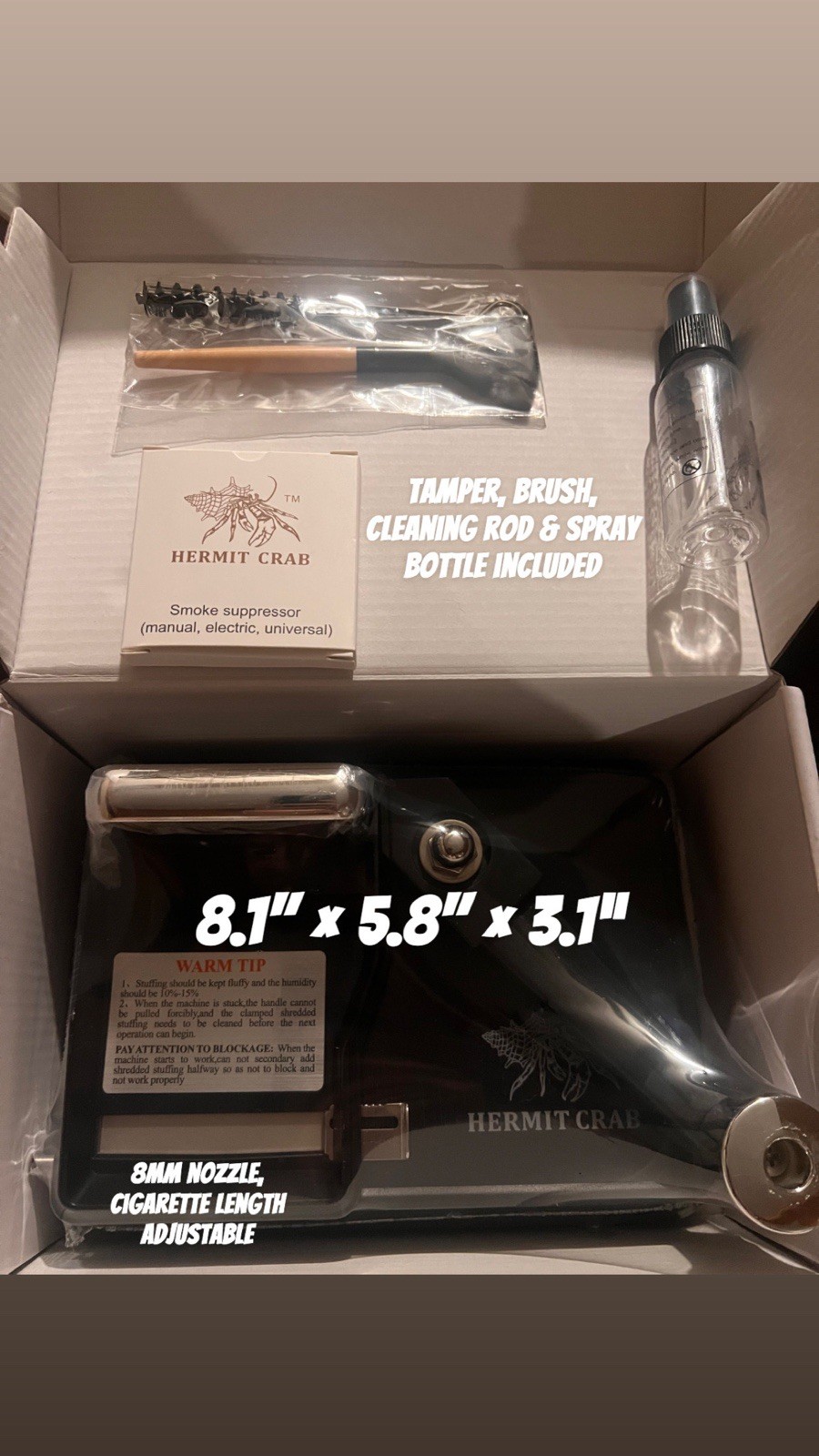 Hermit Crab HC-B1 Manual Cigarette Injector, Rolling Machine for King Size 100mm