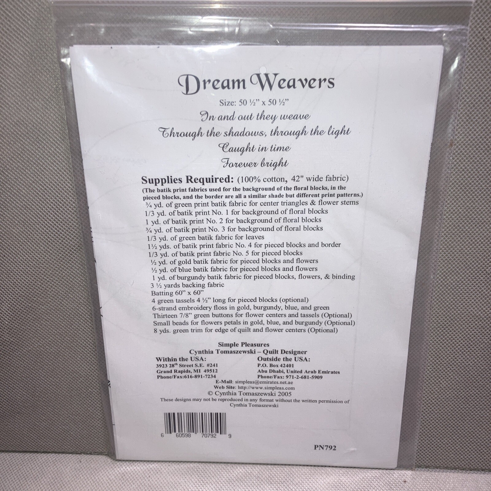 Simple Pleasures Quilt Pattern Cynthia Tomaszewski Pieced Applique Dream Weaver