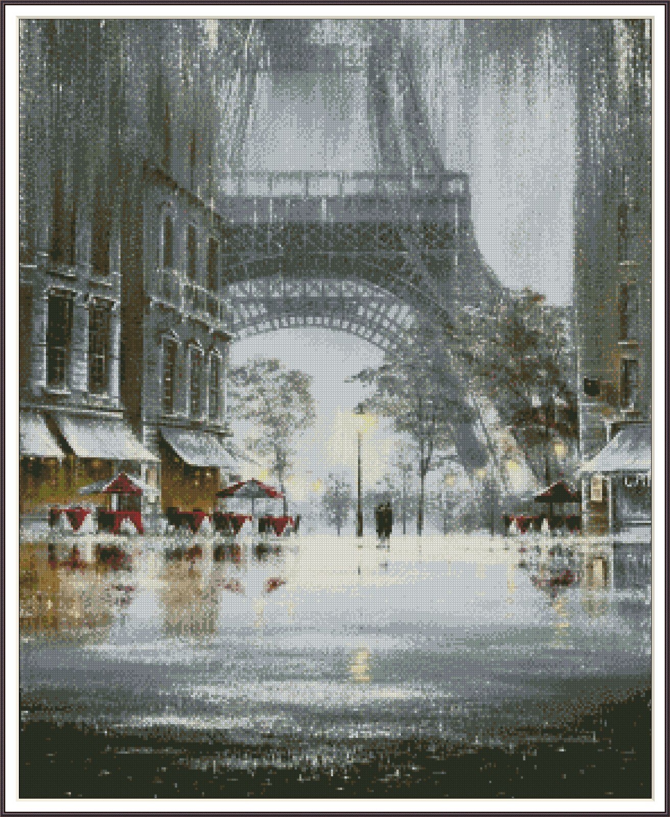 Rainy Paris 1329 Chart Counted Cross Stitch Pattern