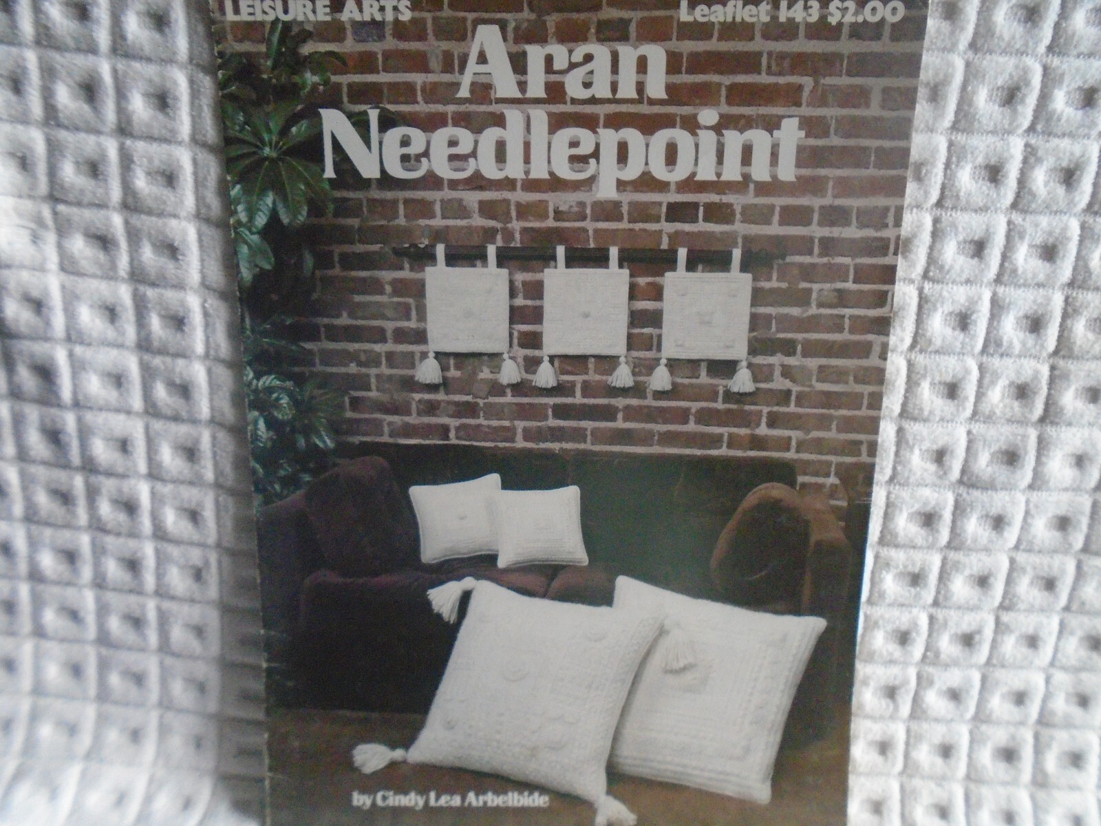 Vintage 70S Leisure Arts ARAN NEEDLEPOINT Leaflet 143 CINDY LEA ARBELBIDE FRSHIP