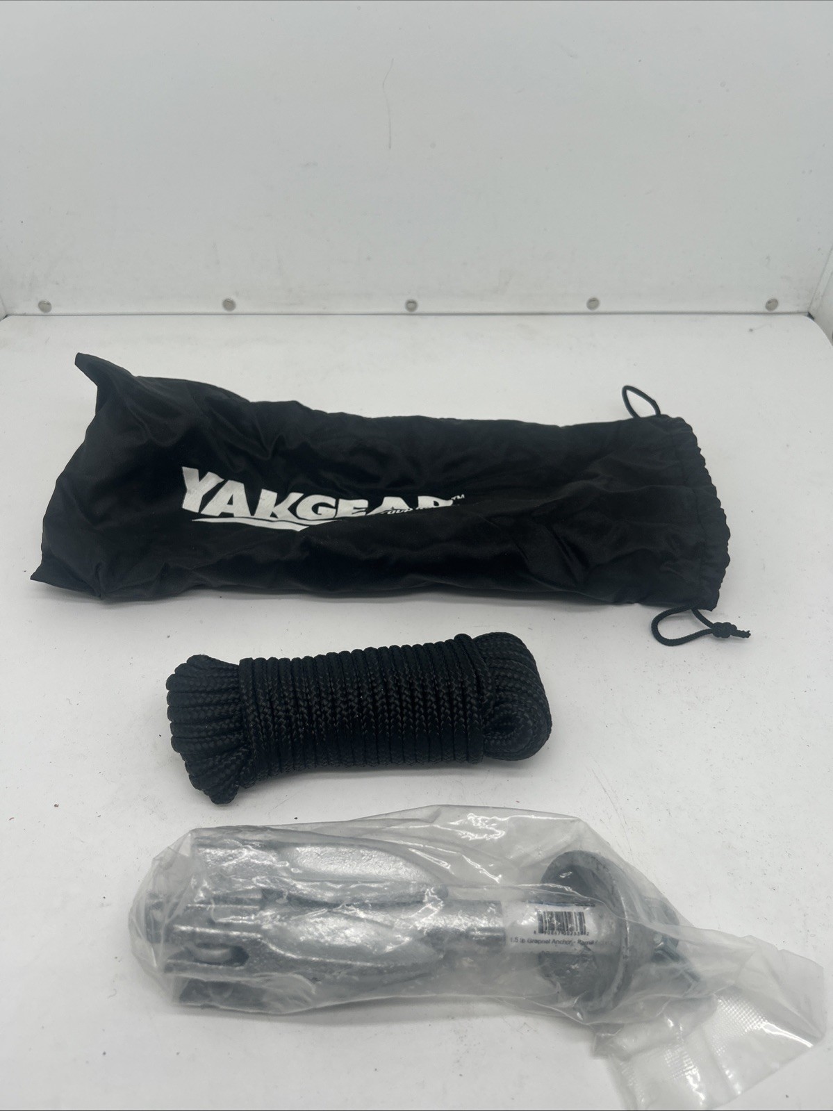 YakGear 1.5 lb Heavy Duty Galvanized Folding Grapnel Anchor w/ Rope New AG1B J47