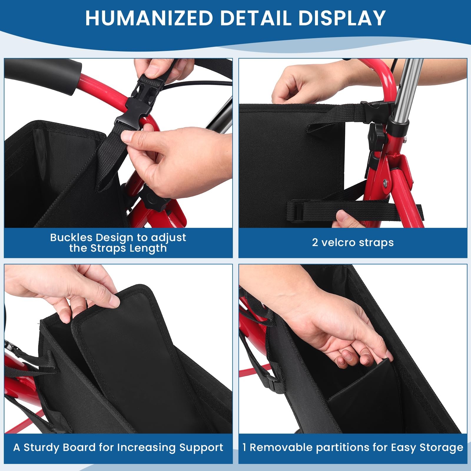 Foldable Rollator Basket Large Walker Accessories Bag Rollator Walker Basket