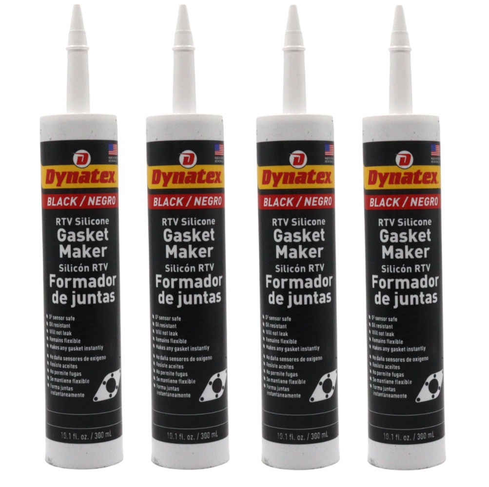 Dynatex Black RTV Gasket Maker 10.1oz Caulk Tube - Sensor Safe, 500°F (4-Pack)