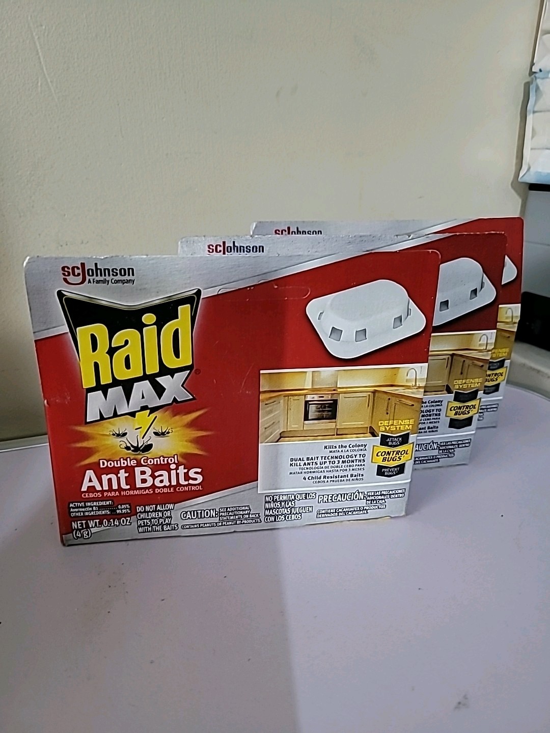 3 X Raid Max, Double Control Ant Baits, Kills The Colony Child Resistant Baits