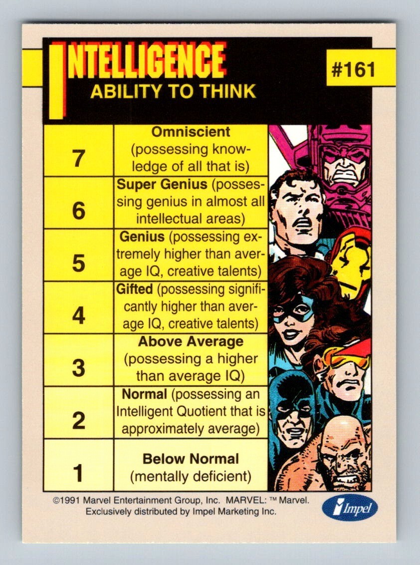 1991 Marvel Universe II / Durability Intelligence #161 / Power Ratings / Impel