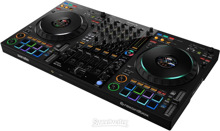 Pioneer DJ DDJ-FLX10 DJ Controller and Upper Deck Flight Case with LED Lights -
