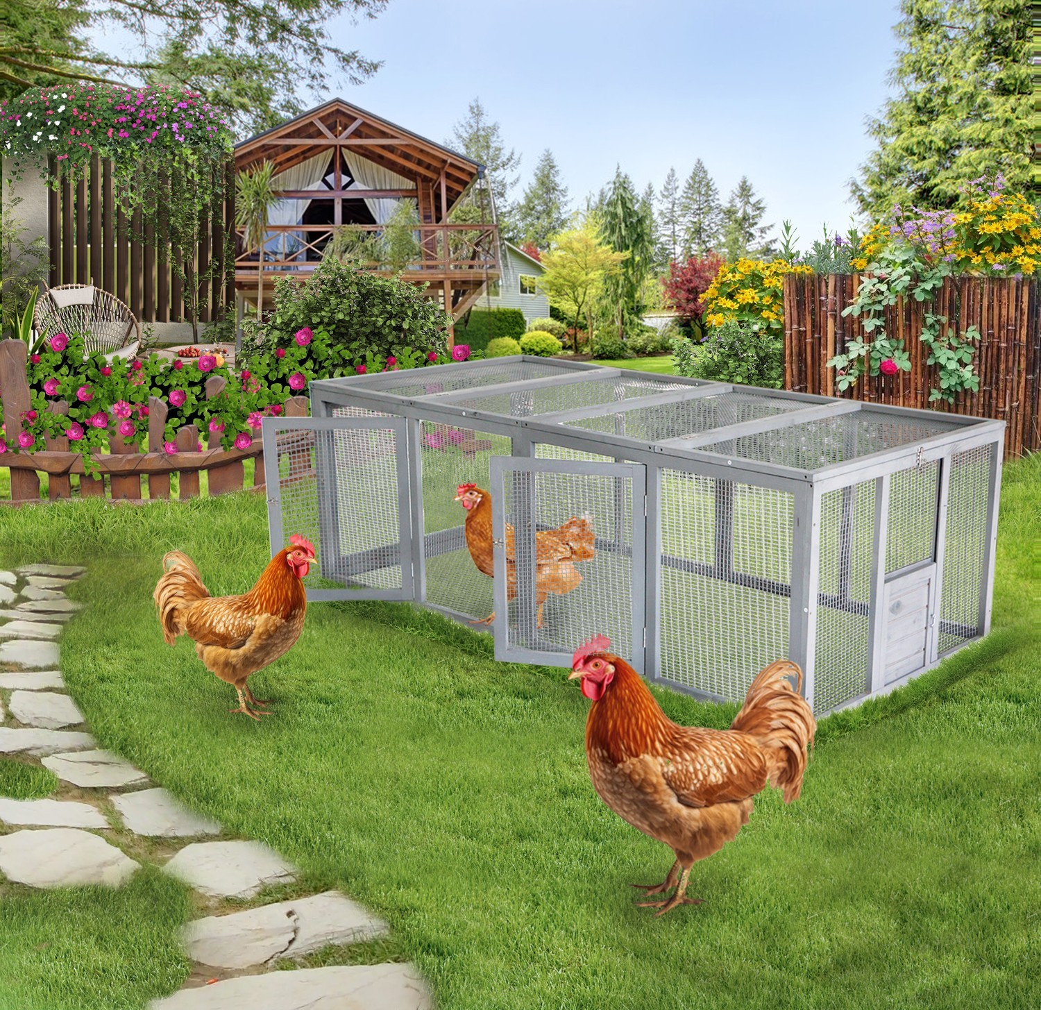 Chicken Coop Run, Extension Chicken Run 20.73 ft² Large Expend Hen House