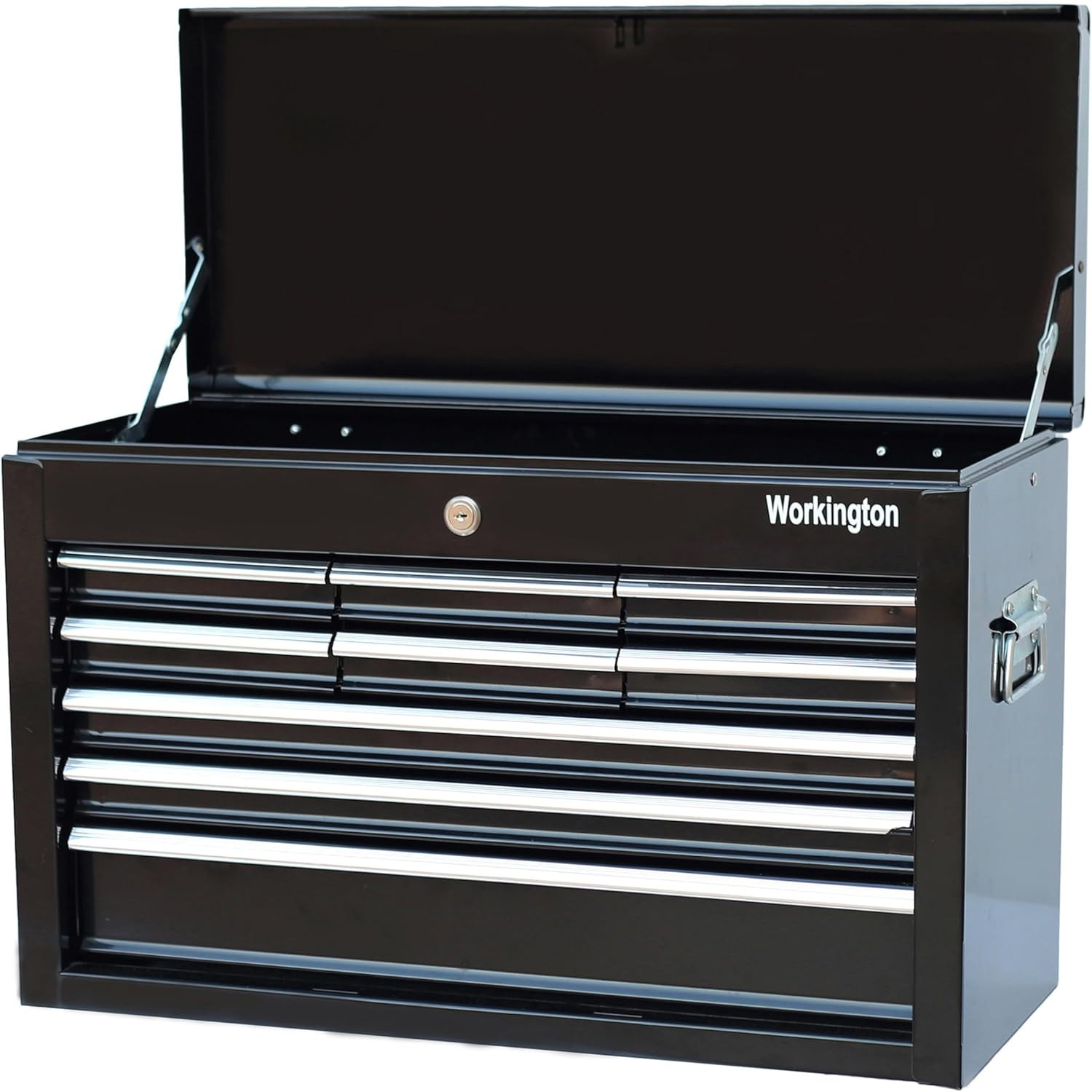 24" Metal Tool Chest 9 Drawer Steel Tool Storage Cabinet Lockable Portable Black