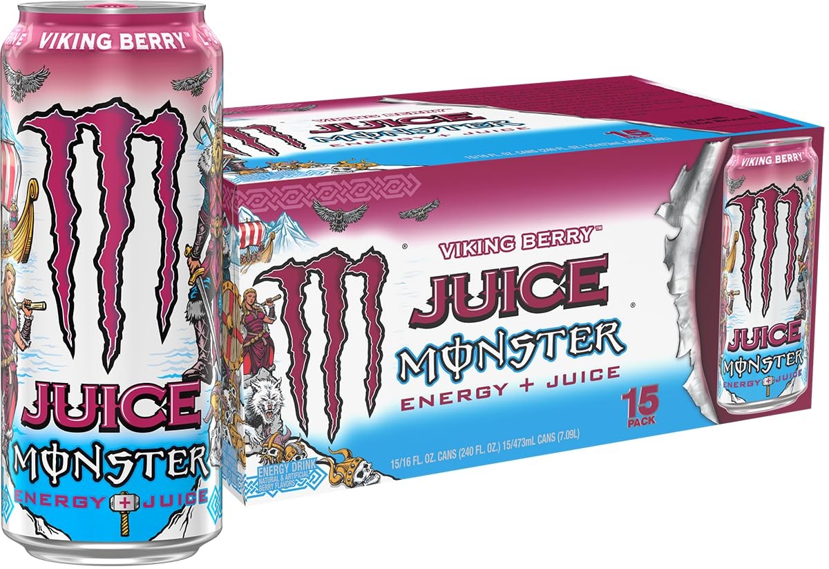Monster Energy Juice Viking Berry, Drink, 16 Ounce (Pack of 15)