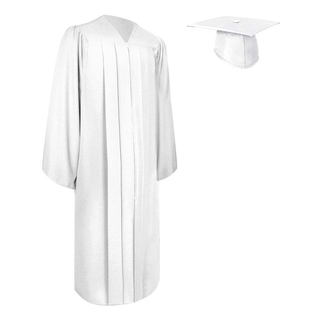 Endea Graduation Matte White Gown & Cap for High School & College Unisex