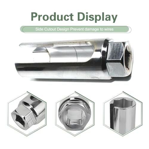 Car Oxygen Sensor Socket, 7/8" (22mm) 6-point Steel Drive Offset 1 PC Silver