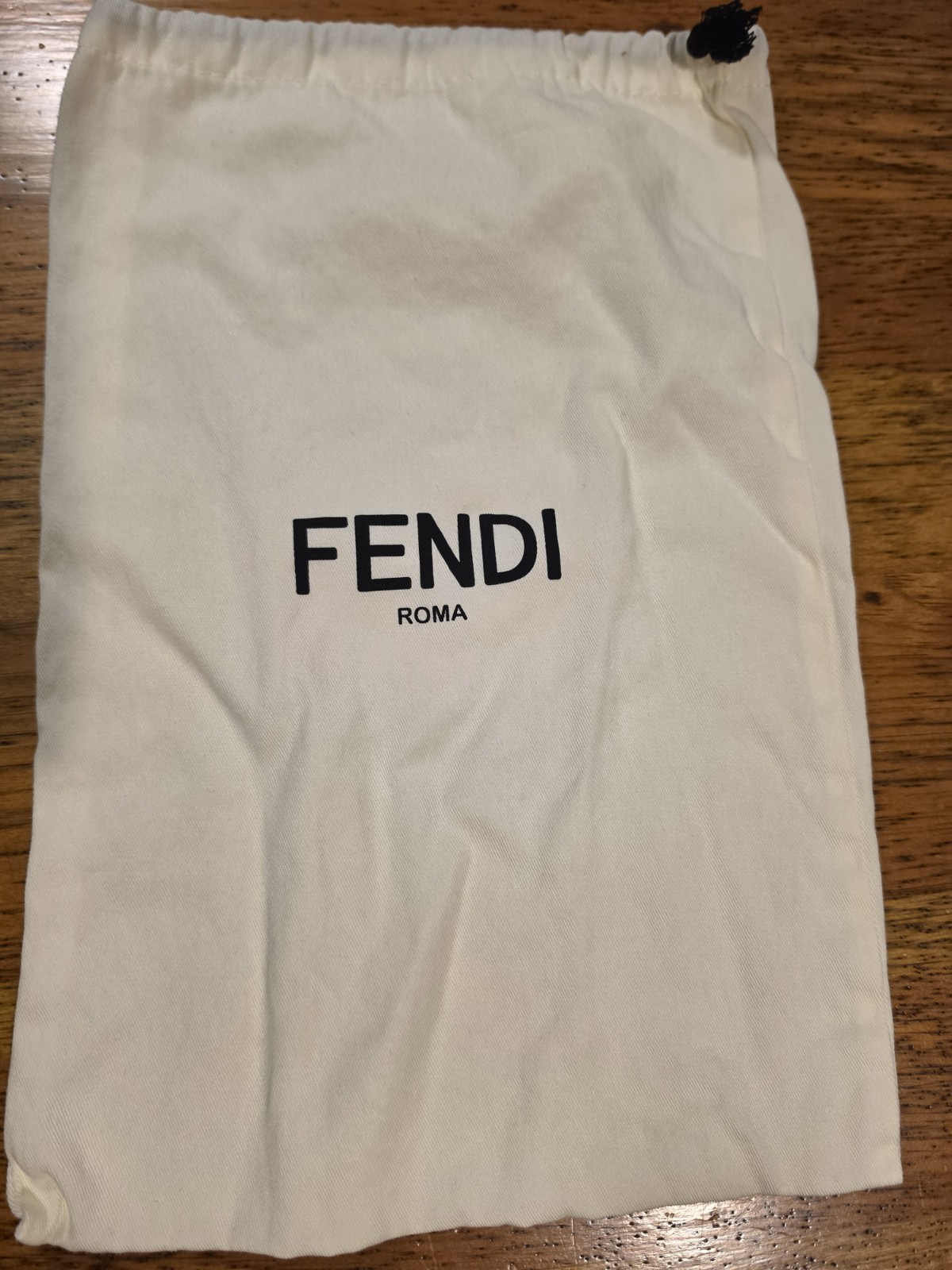 Fendi Roma Cream Cotton Drawstring Dust Bag Storage Pouch Shoes Bag 16.5x11