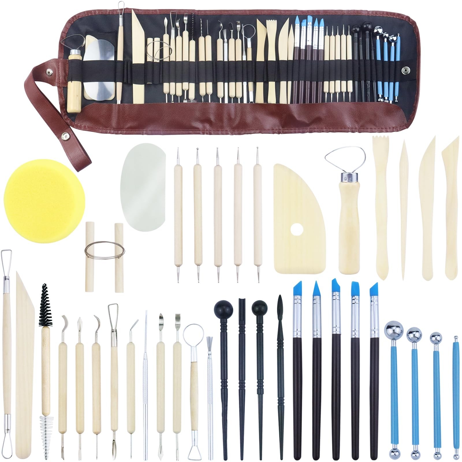 KIDOFLY Professional 43 PCS Clay Sculpting Tools Kit – Stainless Steel Wood