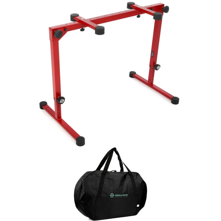 K&M 18820 Omega Pro Keyboard Stand with Carrying Case - Ruby Red