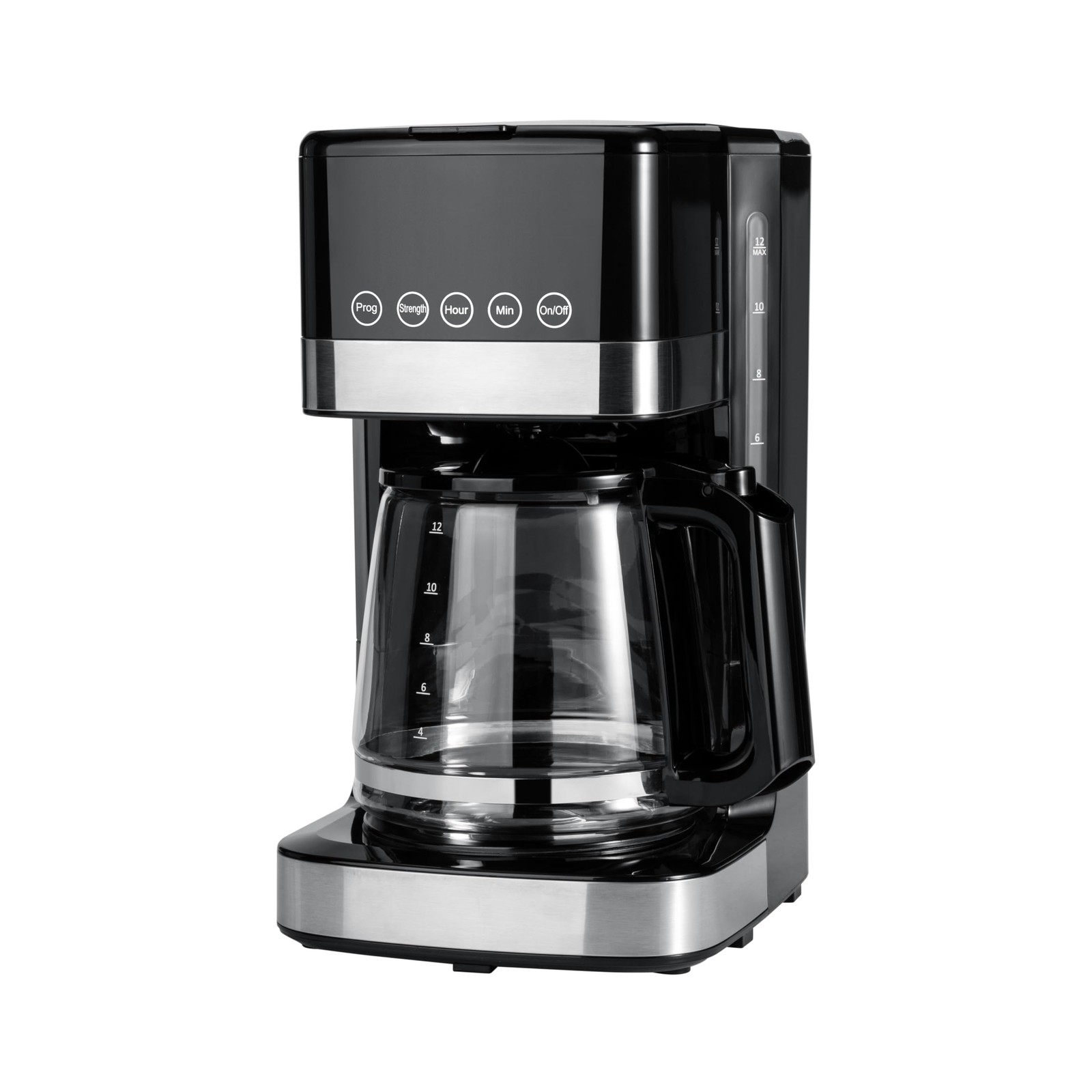 Amazon Basics Programmable 12 Cup Drip Coffee Maker, 12-Cup, Black & Silver
