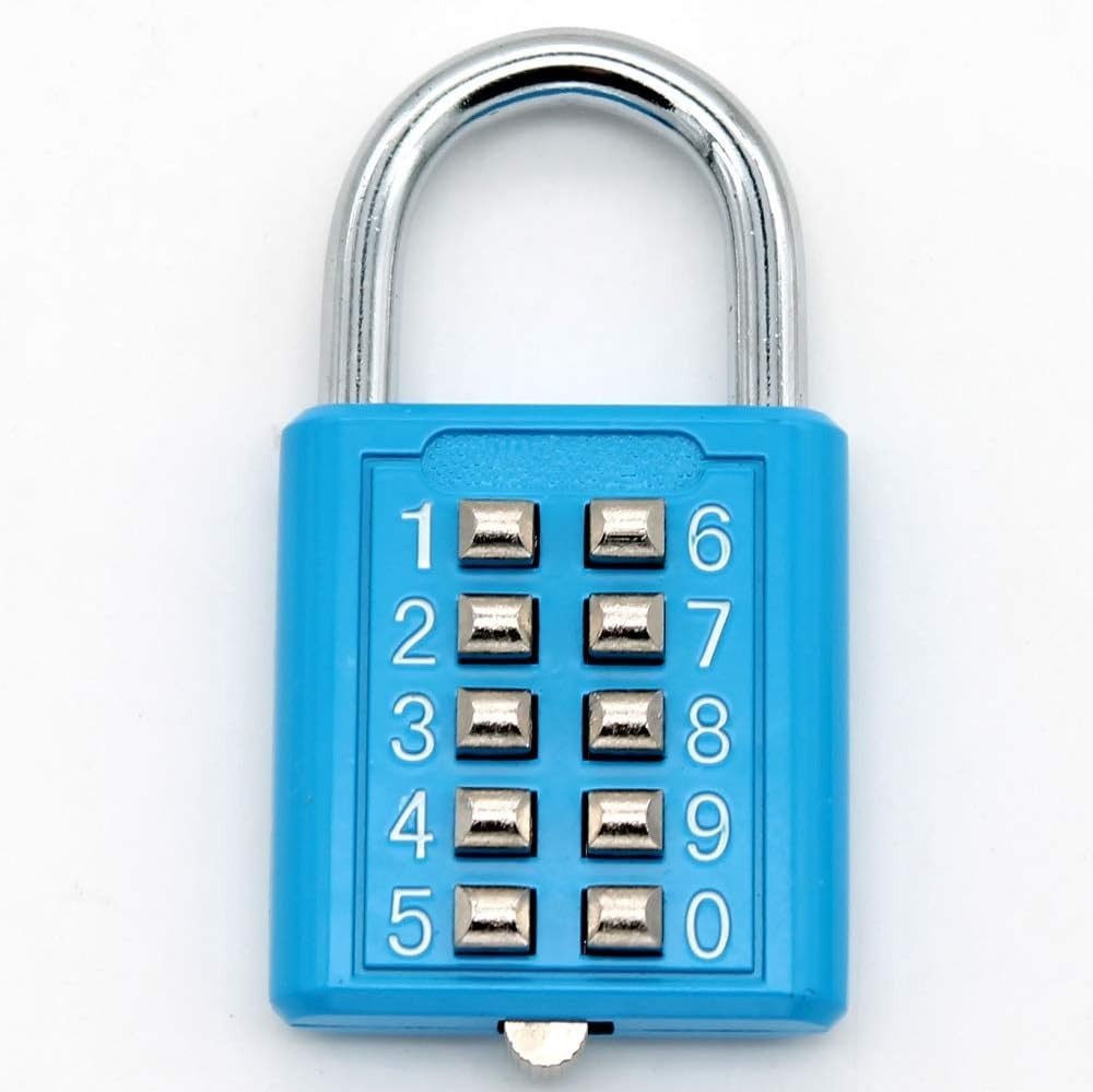 10 Position Button Combination Padlock, 5 Position Locking Mechanism, Bluexi15:1