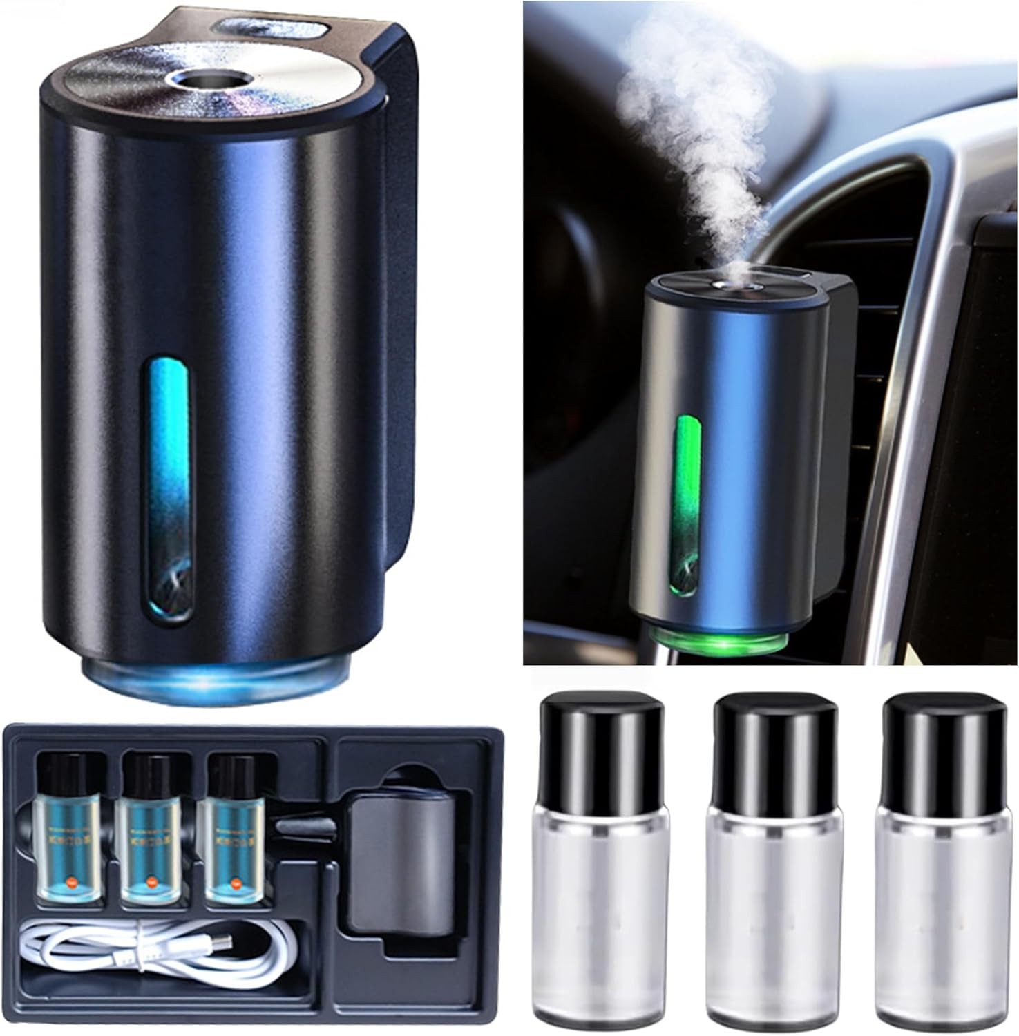 Smart Car Air Freshener, Freshener Diffuser, Rechargeable Cars Grey