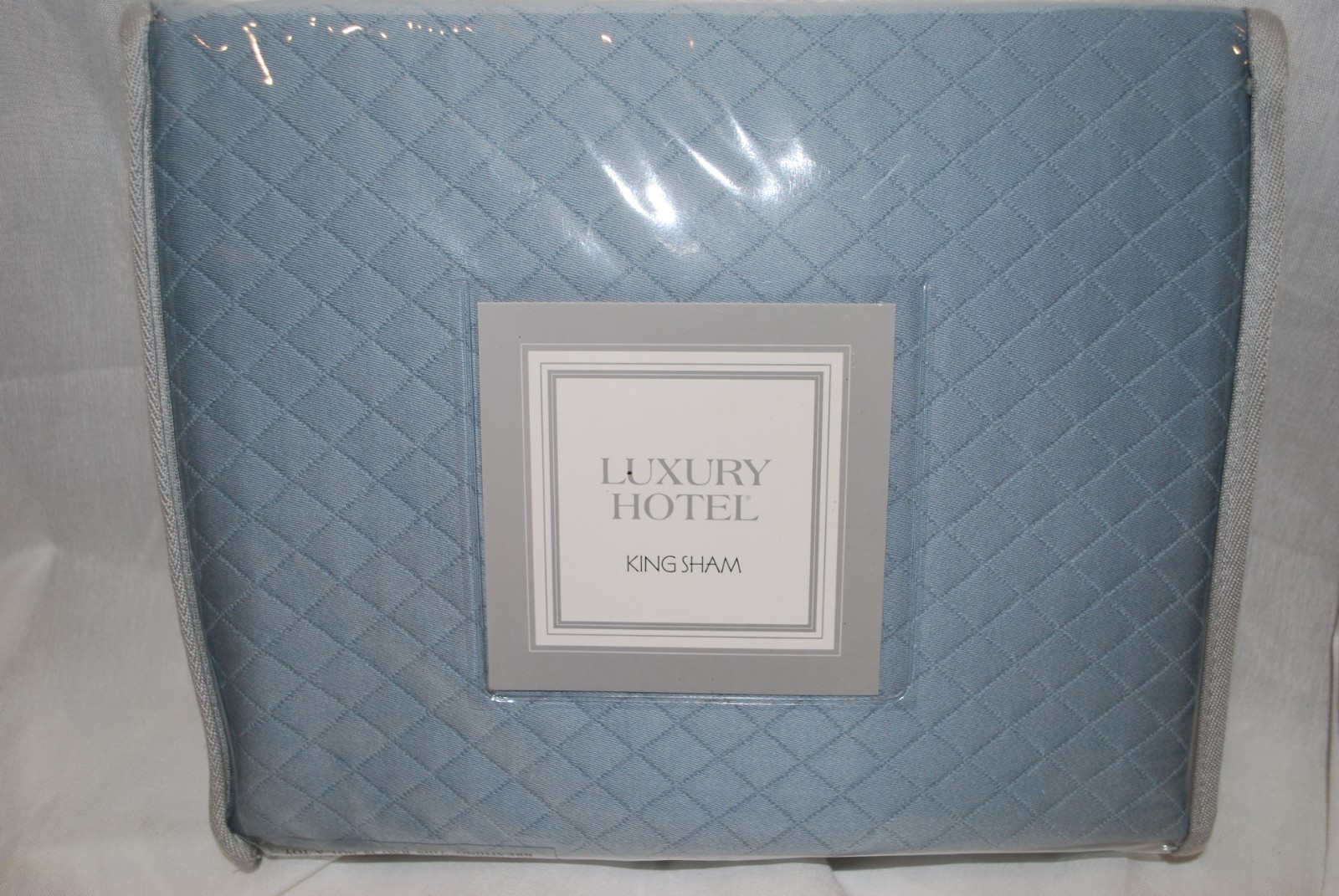 New LUXURY HOTEL Diamond Matelasse KING Pillow Sham Blue 20" x 36"  (1) Sham