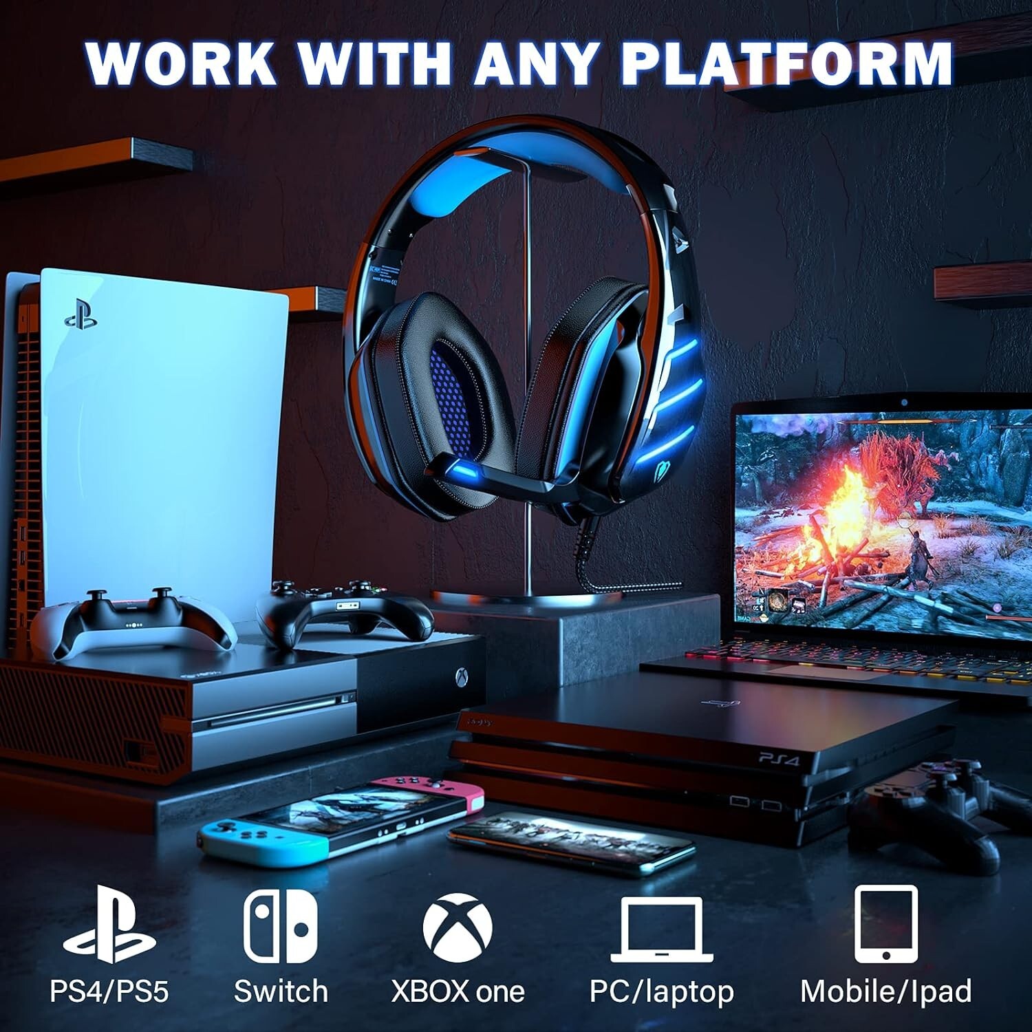 Beexcellent GM-3 Gaming Headset: 7.1 Surround Sound - Lightweight Aluminum Frame