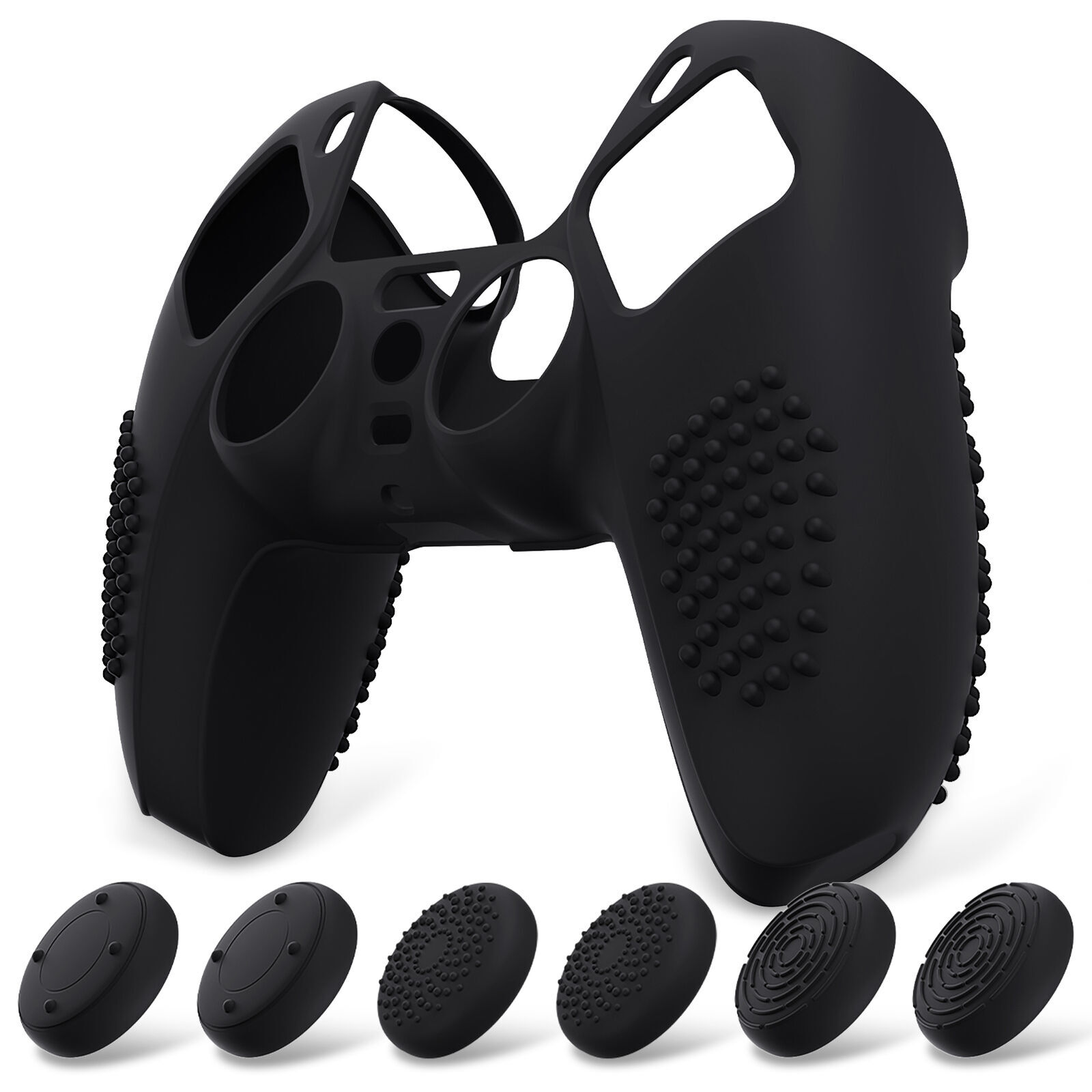 Silicone Cover For PS5 Controller Protective Case with 6 Thumb Grip Caps