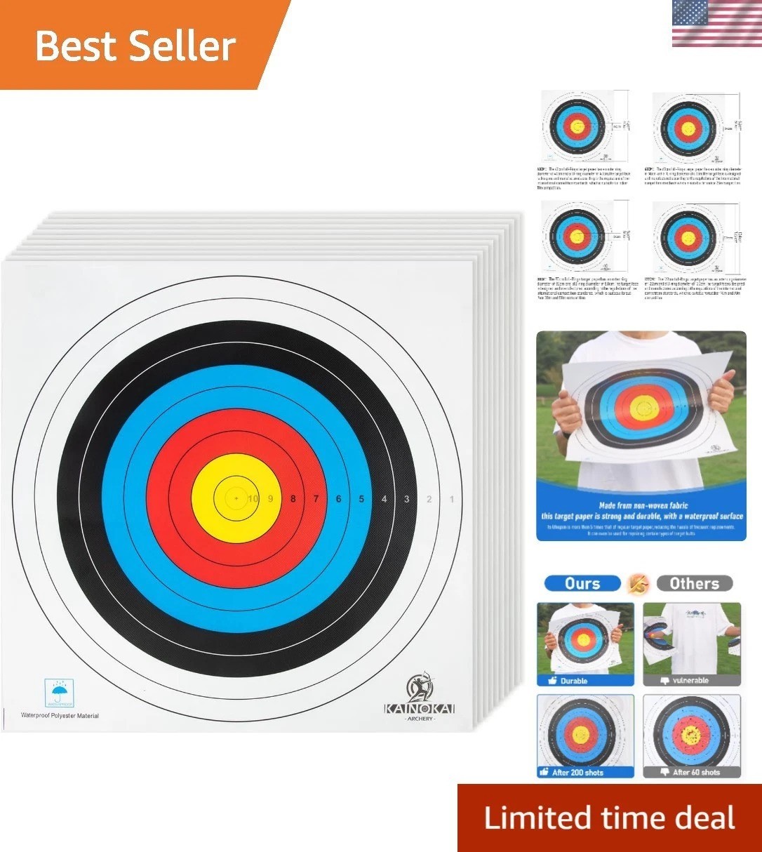 High-Quality Waterproof Archery Target Paper - 80cm, 10-Piece Set for All Levels