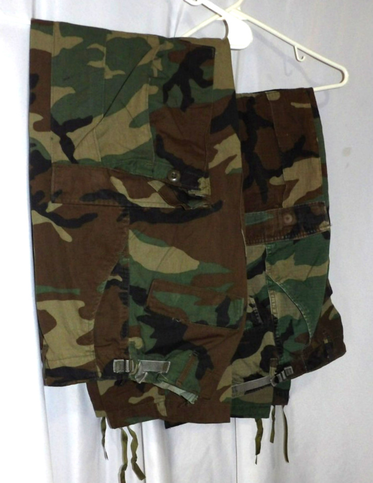 Vintage 1990 ARMY Combat Pants Woodland Green Field Camouflage Size W 31-35 I 34