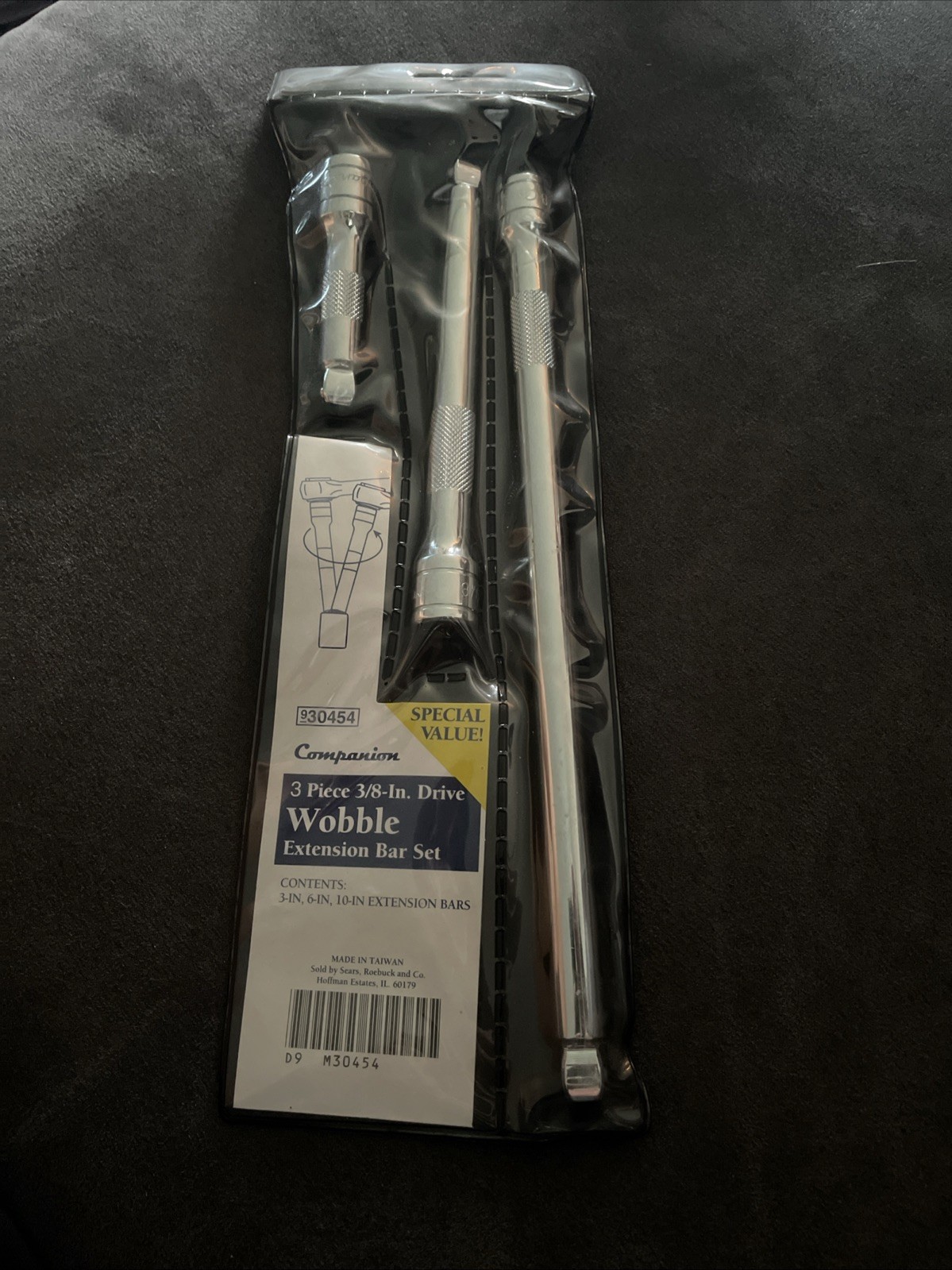 Companion Brand 3pc 3/8in Drive Wobble Extension Bar Set Sold By Sears! 930454