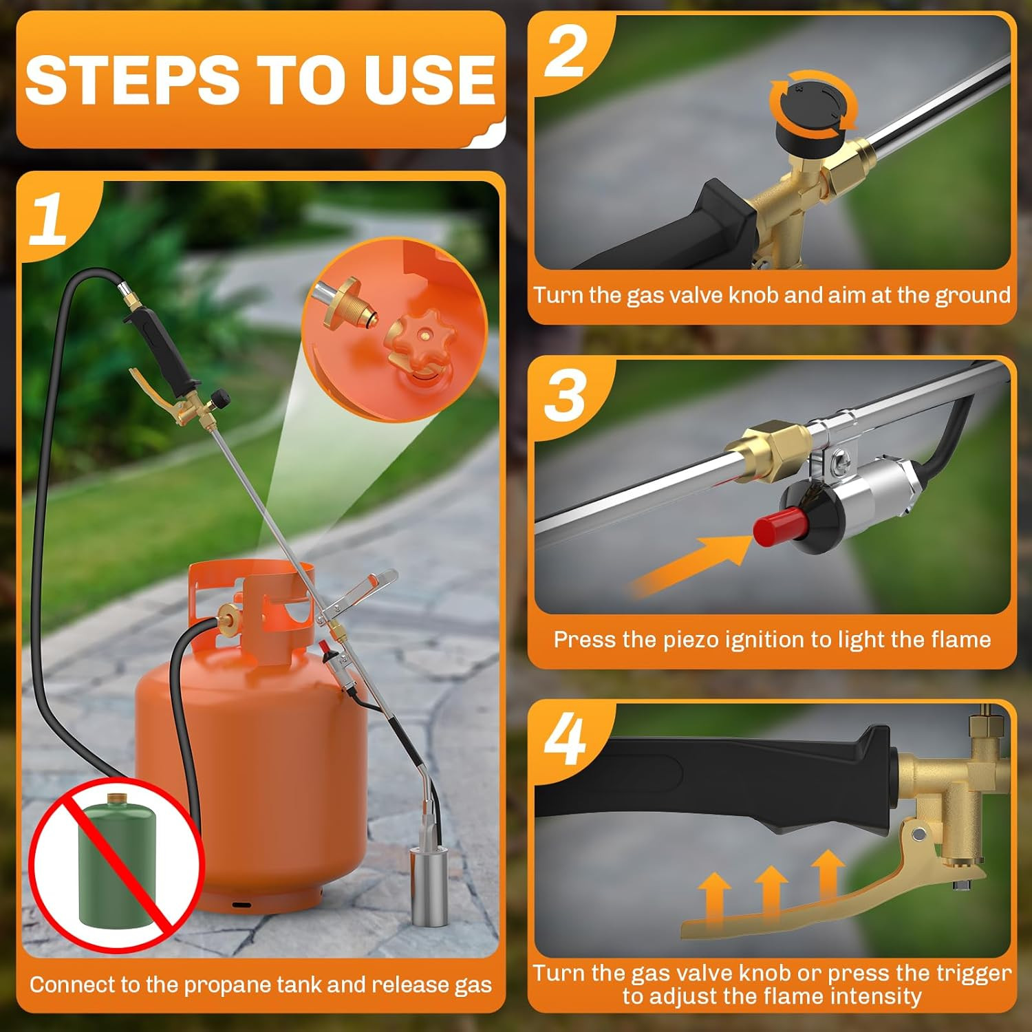 Propane Torch Weed Burner, Weed Torch 340,000 BTU Flamethrower with POL 11.5FT H