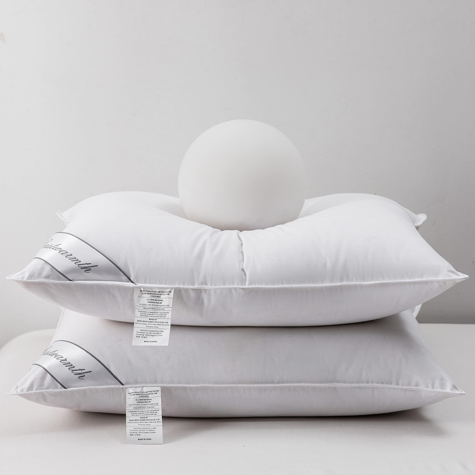 Natural Goose Down&Feather Pair Hotel Pillows Insert for Side and Back Sleepe...