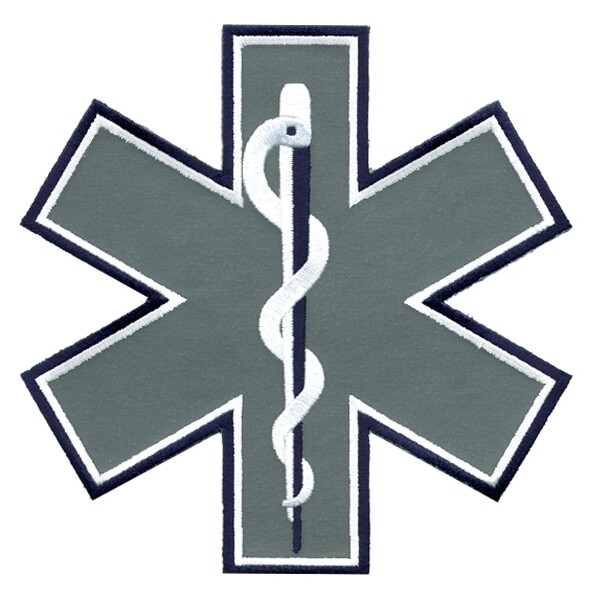 REFLECTIVE STAR OF LIFE EMT EMS FIRE  NAVY  7X7 EMBLEM PATCH