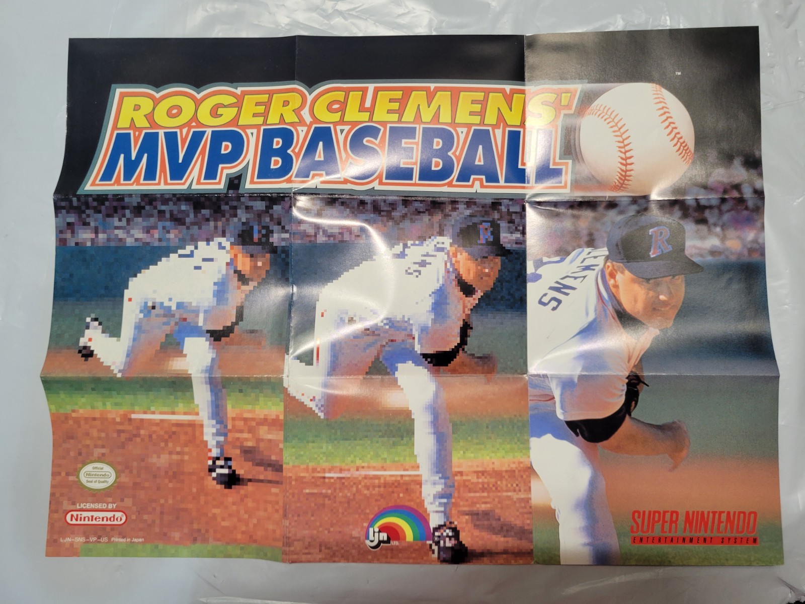 Roger Clemens MVP Baseball poster insert SNES. LJN-SNS-VP-US