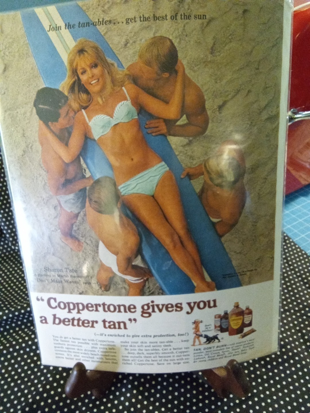 vintage advertising display Coppertone With Sharon Tate