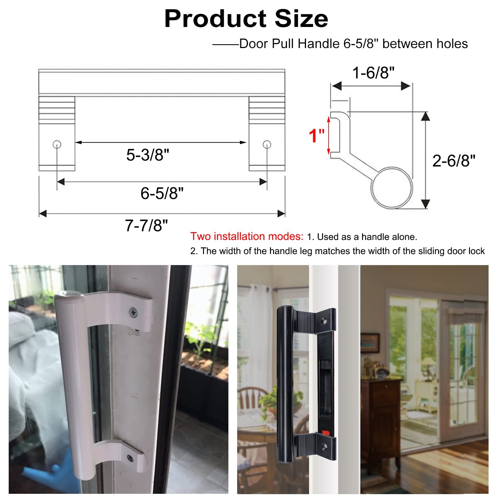 Young Dance Aluminum Sliding Door Handle - 8" Glass Pull Black - no Lock