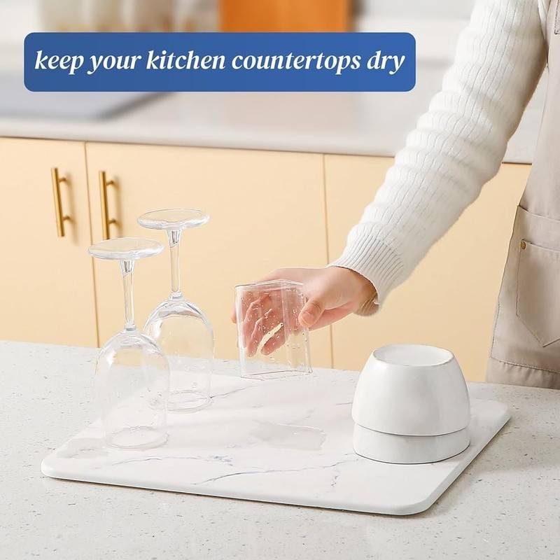 Diatomaceous Dish Drying Mat Fast Absorb Natural Non Toxic Easy Clean Multi Use
