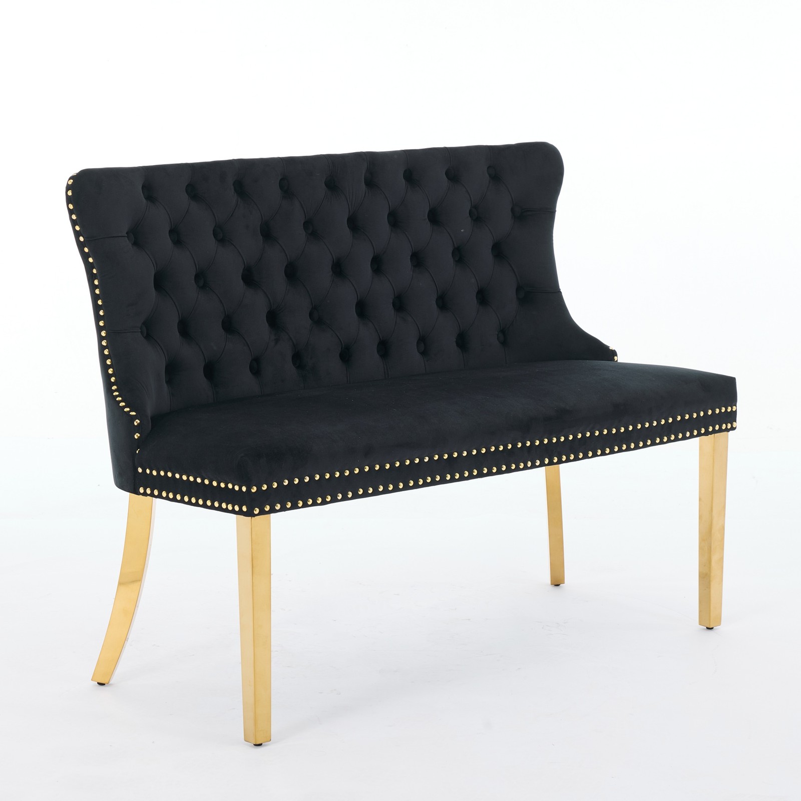 Velvet Double Dining Loveseat Bench, Kitchen & Dining Seating, 2-Seat Tufted B