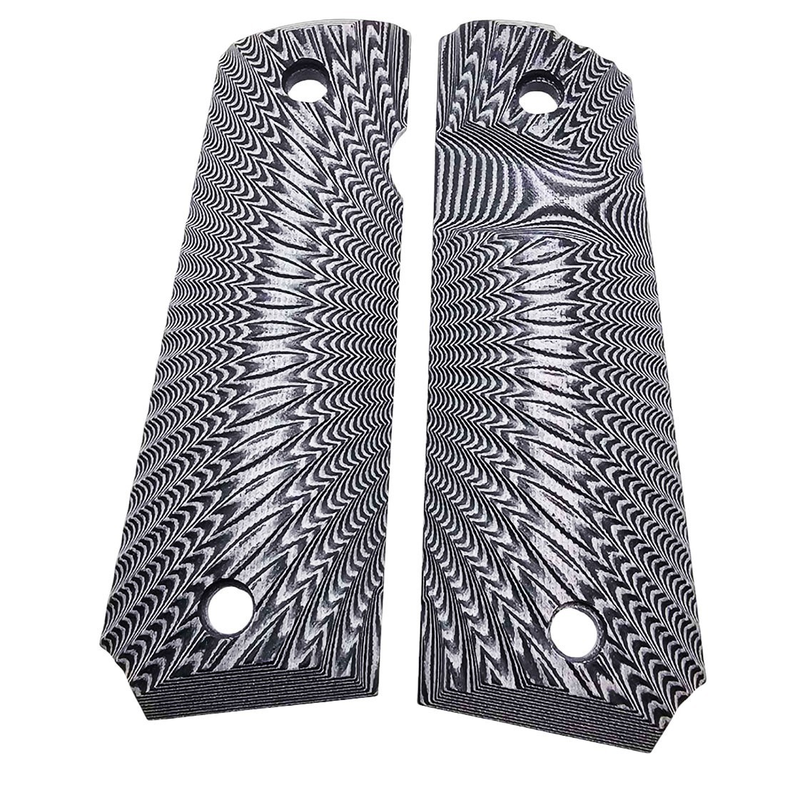 1911 Grips G10 Full Size Black Gray Ambi Sunburst Texture Non-Slip Tactical