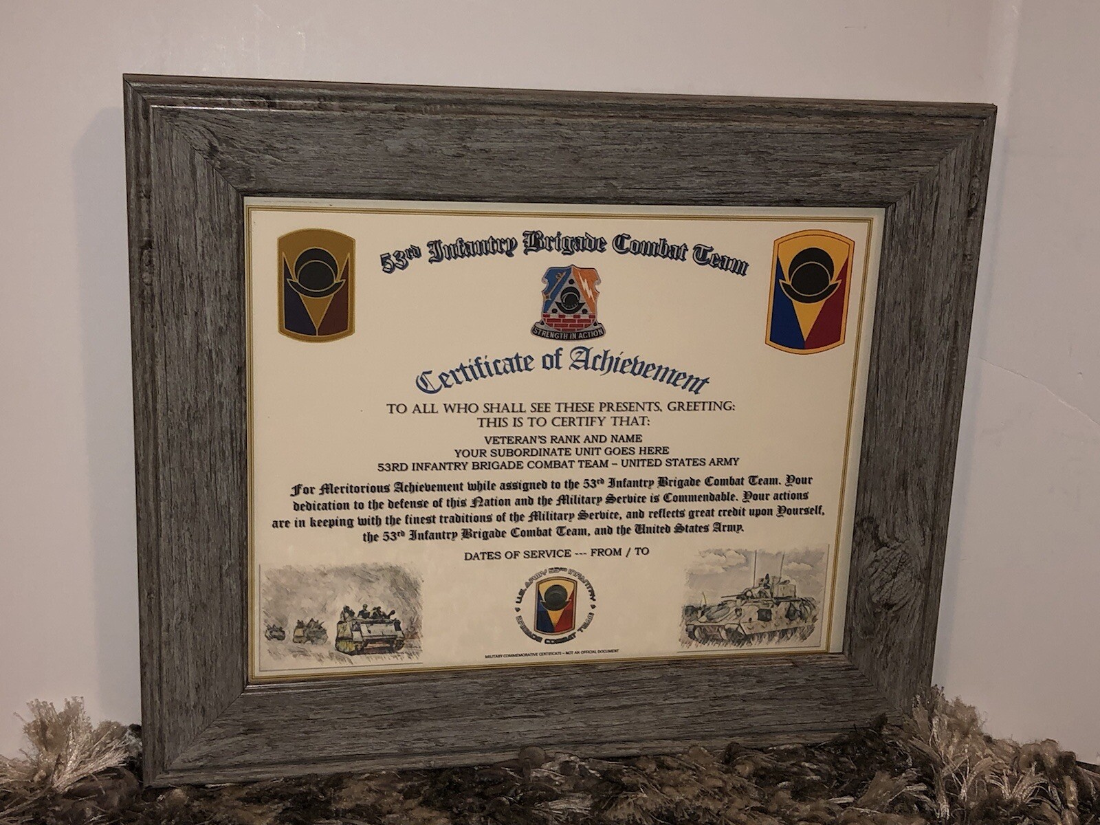 53RD INFANTRY BRIGADE COMBAT TEAM - COA / (COMMEMORATIVE CERTIFICATE)