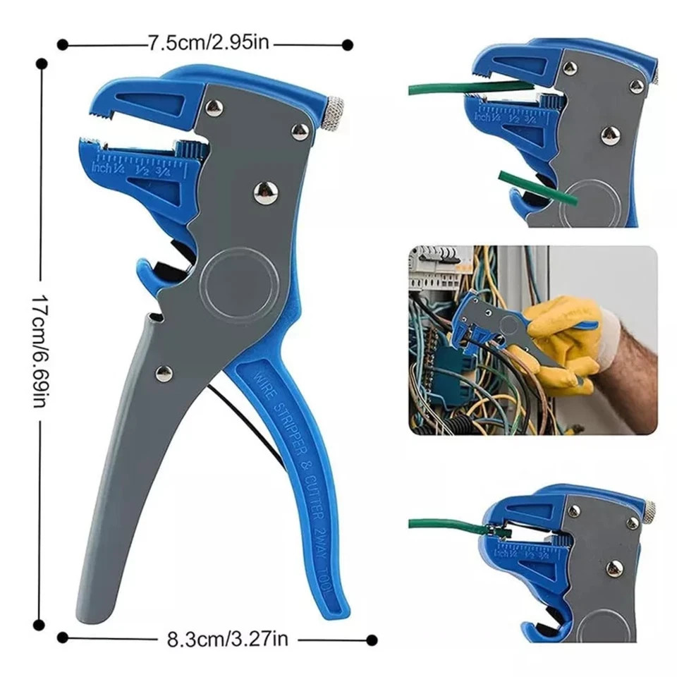 Heavy Duty Self Adjustable Automatic Electrical Wire Stripper Cutter 2-in-1 Tool