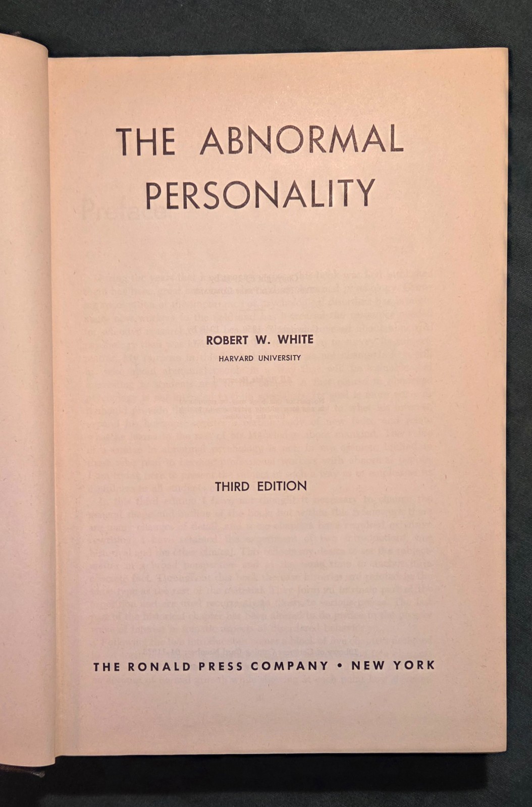 The Abnormal Personality Robert WHITE 3rd Edition 1964 Ronald Press Ex Library