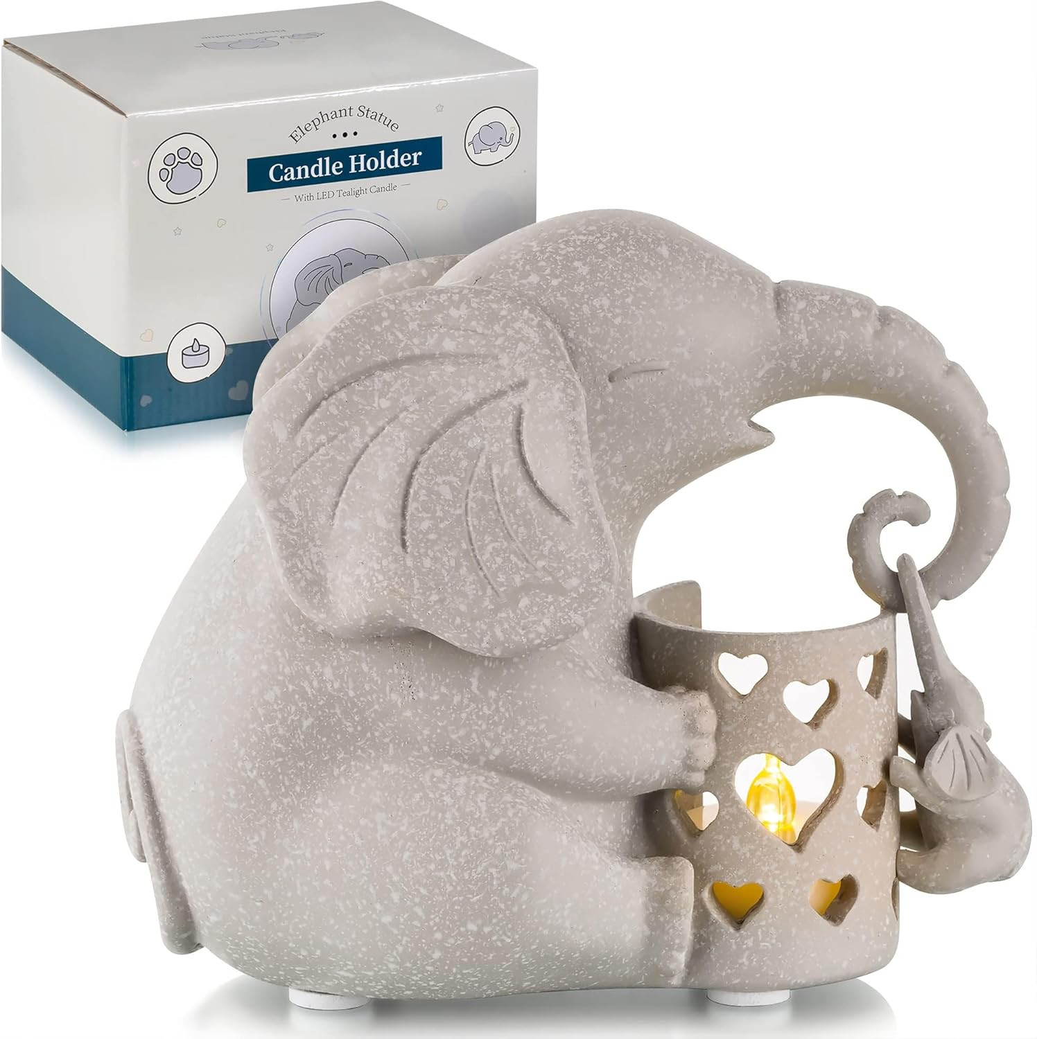 Romadedi Elephant Gifts for Women Mom Decor - Candle Holder Birthday Gray