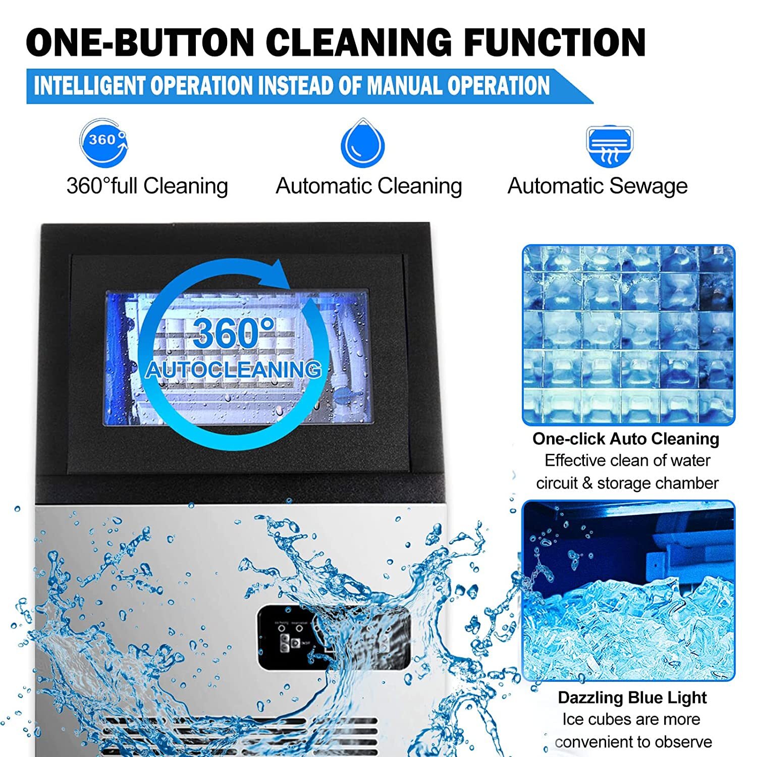 150LBS/24H Commercial Ice Maker Built-in Undercounter Ice Cube Machine Automatic