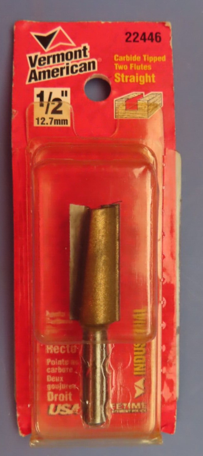 Vermont American Carbide Tipped Two Flutes Straight Router Bit 1/2"  #22446