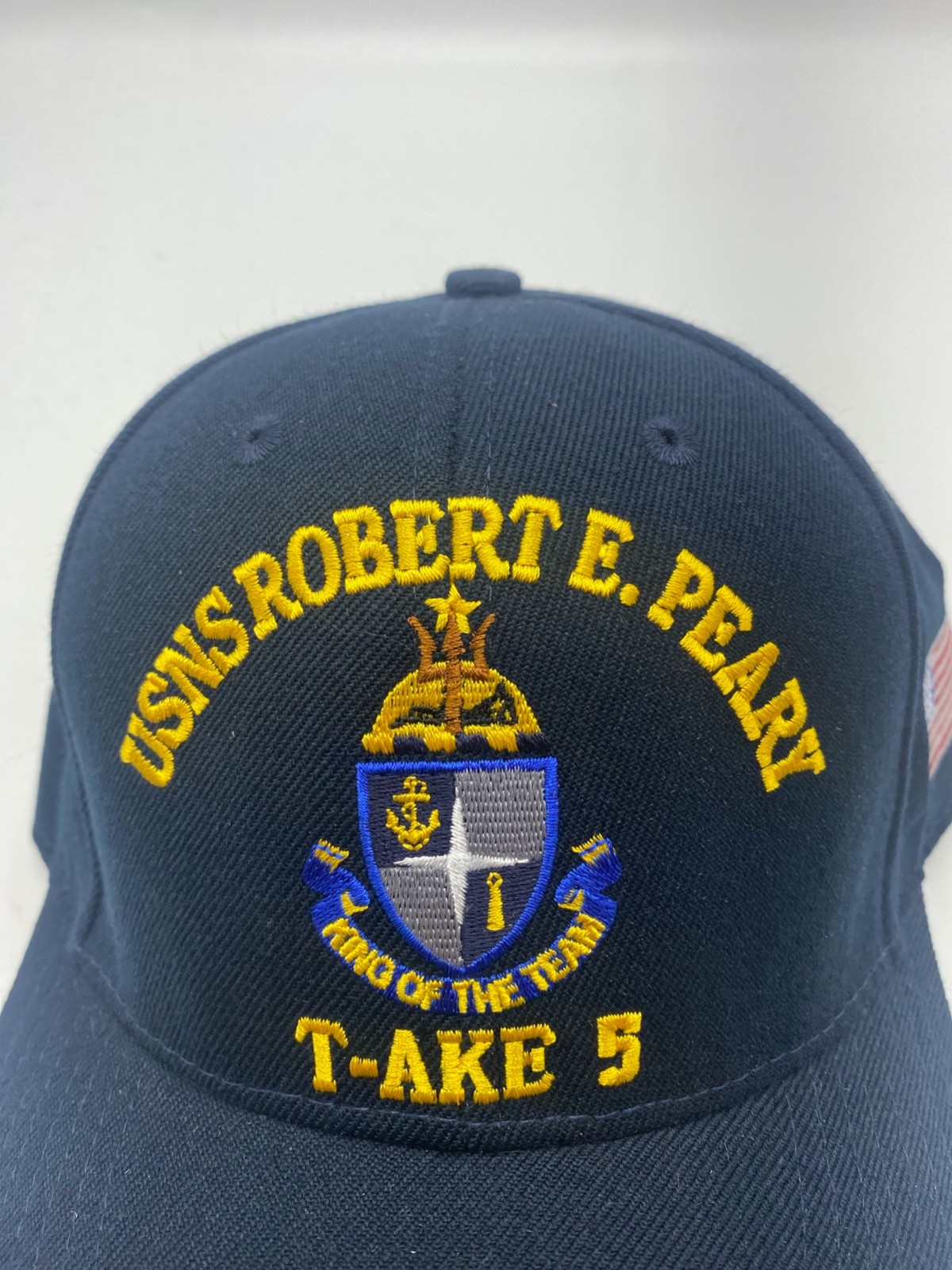 The Corps USNS Robert E. Peary T-AKE 5 Logo Blue Baseball Cap Hat One Size