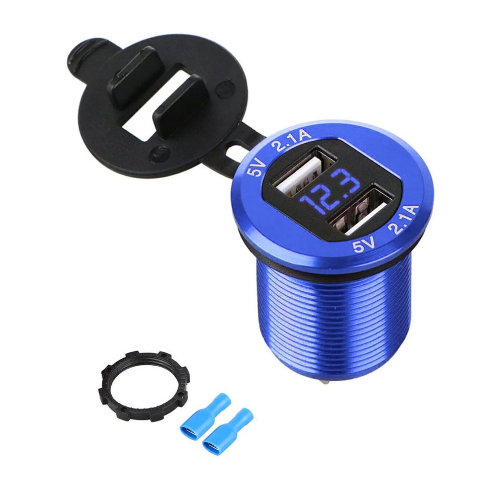 Dual USB 4.2A Car Cigarette Lighter Socket Charger Outlet Power Adapter 12-24V