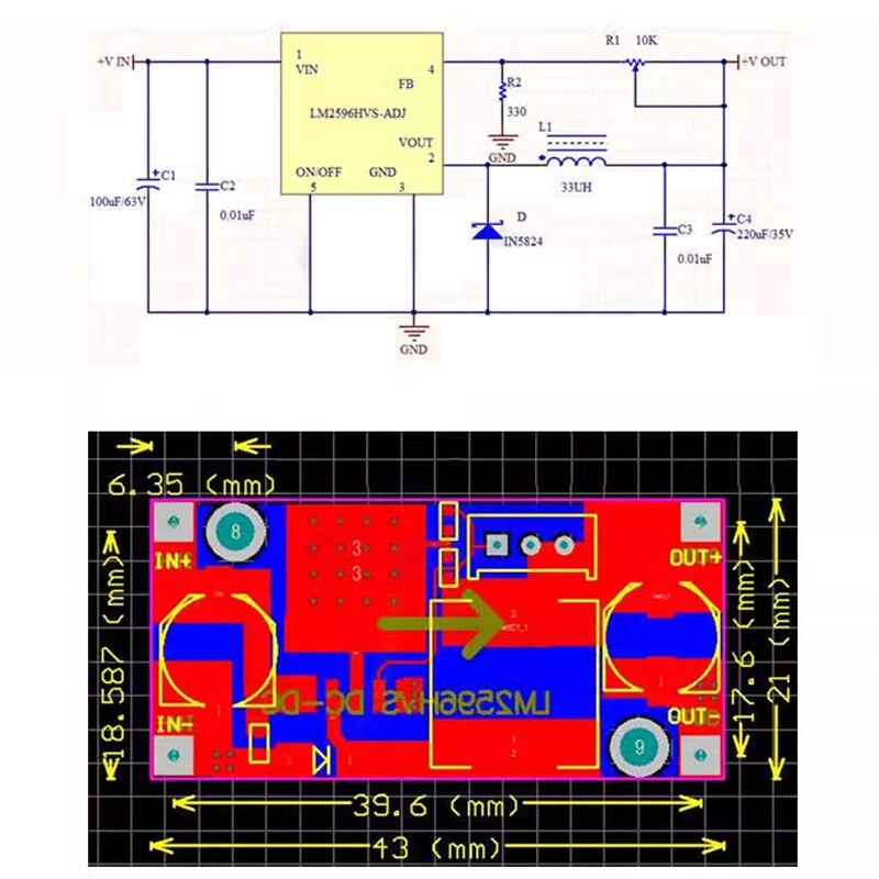 48V Step-Down Module DC-DC LM2596HVS 4.5-50v Adjustable-Voltage Regulator-Module