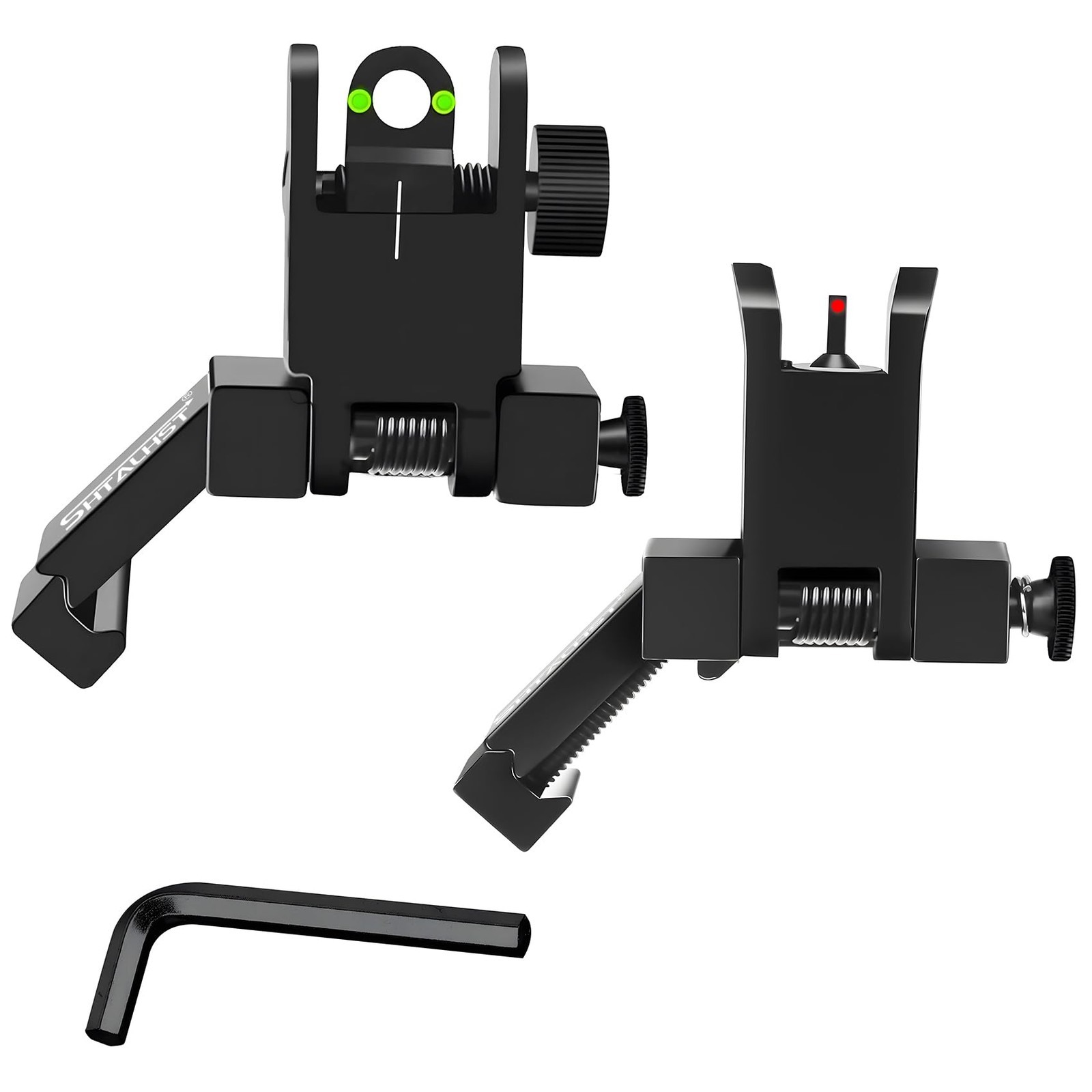 SHTALHST Iron Sights,45 Degree Offset Flip Up Sights,Flip Front and Black