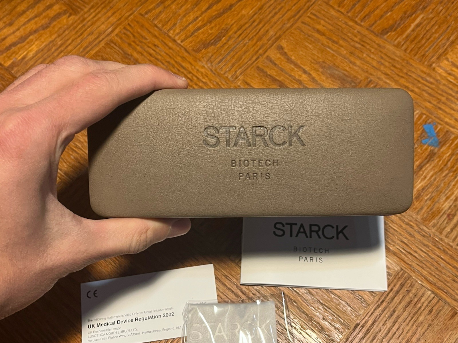 Starck Eyeglasses Case Only Hard Clamshell Beige With Cloth Replacement