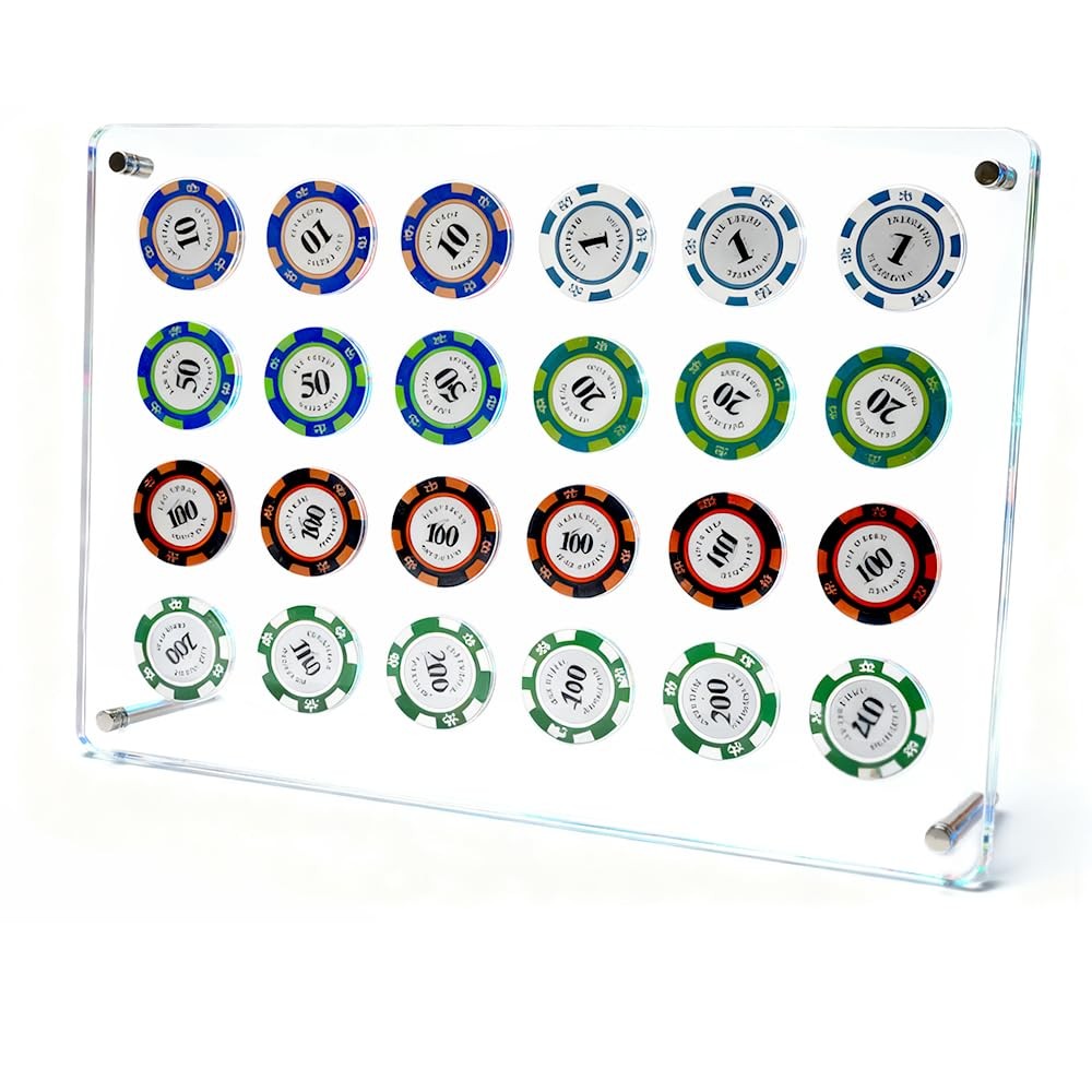 24pcs Casino Chip Holder, Acrylic Poker Chip Display Case, Challenge Coin Dis...