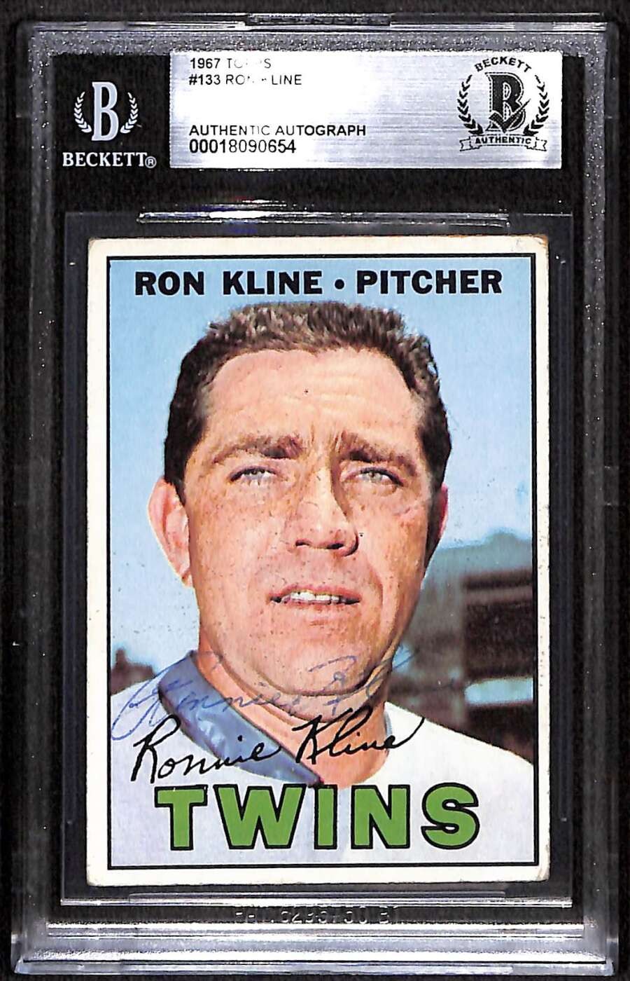 1967 Topps 133 Ron Kline  BGS Auto Autographed BAS Authentic C99958