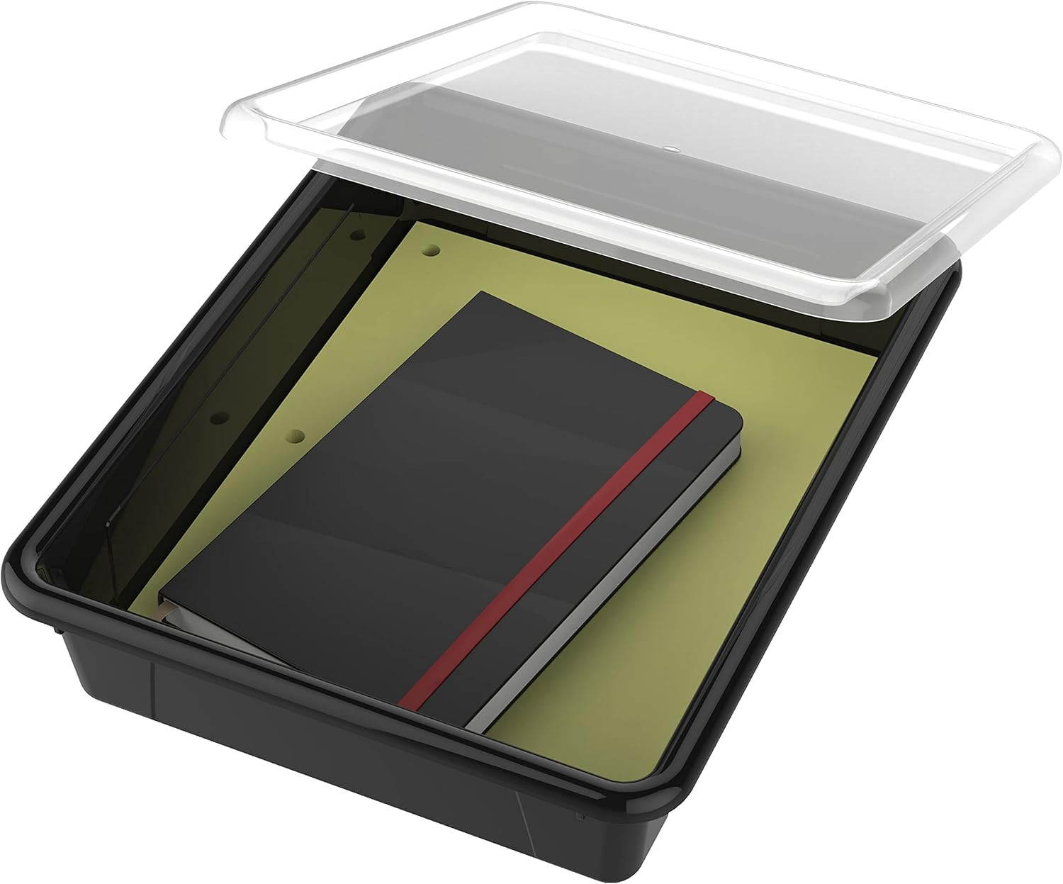 Letter Size Flat Storage Tray – Organizer Bin with Non-Snap Lid for Classroom, O